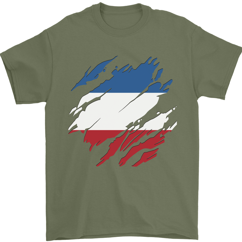 Torn Flag Los Altos Mens T-Shirt 100% Cotton Military Green