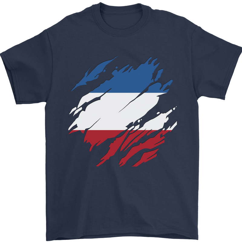 Torn Flag Los Altos Mens T-Shirt 100% Cotton Navy Blue