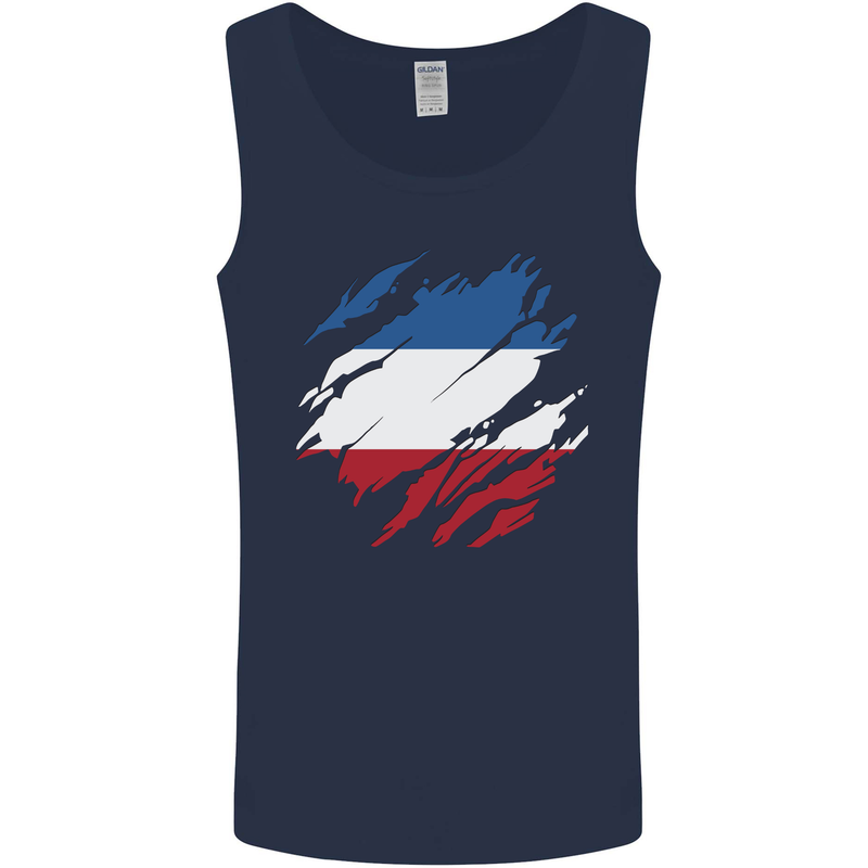 Torn Flag Los Altos Mens Vest Tank Top Navy Blue