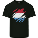 Torn Flag Luxembourg Mens Cotton T-Shirt Tee Top Black
