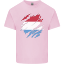 Torn Flag Luxembourg Mens Cotton T-Shirt Tee Top Light Pink