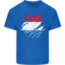 Torn Flag Luxembourg Mens Cotton T-Shirt Tee Top Royal Blue