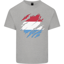Torn Flag Luxembourg Mens Cotton T-Shirt Tee Top Sports Grey