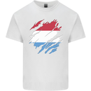 Torn Flag Luxembourg Mens Cotton T-Shirt Tee Top White