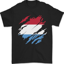 Torn Flag Luxembourg Mens T-Shirt 100% Cotton Black