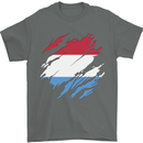 Torn Flag Luxembourg Mens T-Shirt 100% Cotton Charcoal