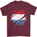 Torn Flag Luxembourg Mens T-Shirt 100% Cotton Maroon