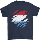 Torn Flag Luxembourg Mens T-Shirt 100% Cotton Navy Blue
