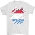 Torn Flag Luxembourg Mens T-Shirt 100% Cotton White
