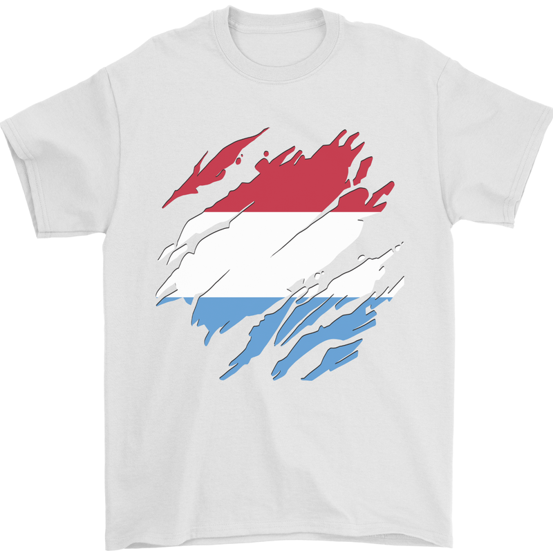 Torn Flag Luxembourg Mens T-Shirt 100% Cotton White