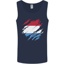 Torn Flag Luxembourg Mens Vest Tank Top Navy Blue