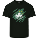 Torn Flag Macau Mens Cotton T-Shirt Tee Top Black