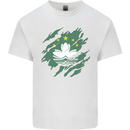 Torn Flag Macau Mens Cotton T-Shirt Tee Top White
