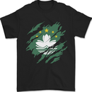 Torn Flag Macau Mens T-Shirt 100% Cotton Black