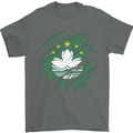 Torn Flag Macau Mens T-Shirt 100% Cotton Charcoal
