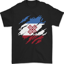 Torn Flag Mari El Mens T-Shirt 100% Cotton Black