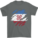 Torn Flag Mari El Mens T-Shirt 100% Cotton Charcoal