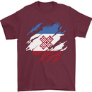 Torn Flag Mari El Mens T-Shirt 100% Cotton Maroon