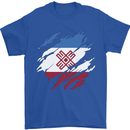 Torn Flag Mari El Mens T-Shirt 100% Cotton Royal Blue