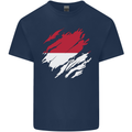 Torn Flag Monaco Mens Cotton T-Shirt Tee Top Navy Blue