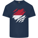 Torn Flag Monaco Mens Cotton T-Shirt Tee Top Navy Blue