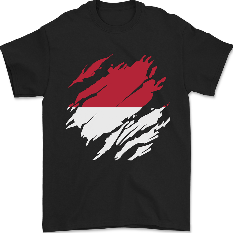 Torn Flag Monaco Mens T-Shirt 100% Cotton Black