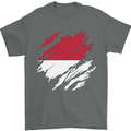 Torn Flag Monaco Mens T-Shirt 100% Cotton Charcoal