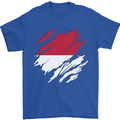 Torn Flag Monaco Mens T-Shirt 100% Cotton Royal Blue
