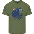 Torn Flag Montserrat Mens Cotton T-Shirt Tee Top Military Green