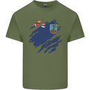 Torn Flag Montserrat Mens Cotton T-Shirt Tee Top Military Green