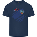 Torn Flag Montserrat Mens Cotton T-Shirt Tee Top Navy Blue