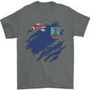 Torn Flag Montserrat Mens T-Shirt 100% Cotton Charcoal