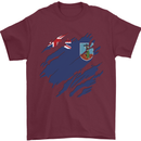 Torn Flag Montserrat Mens T-Shirt 100% Cotton Maroon