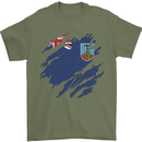 Torn Flag Montserrat Mens T-Shirt 100% Cotton Military Green