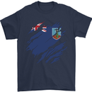 Torn Flag Montserrat Mens T-Shirt 100% Cotton Navy Blue