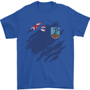 Torn Flag Montserrat Mens T-Shirt 100% Cotton Royal Blue