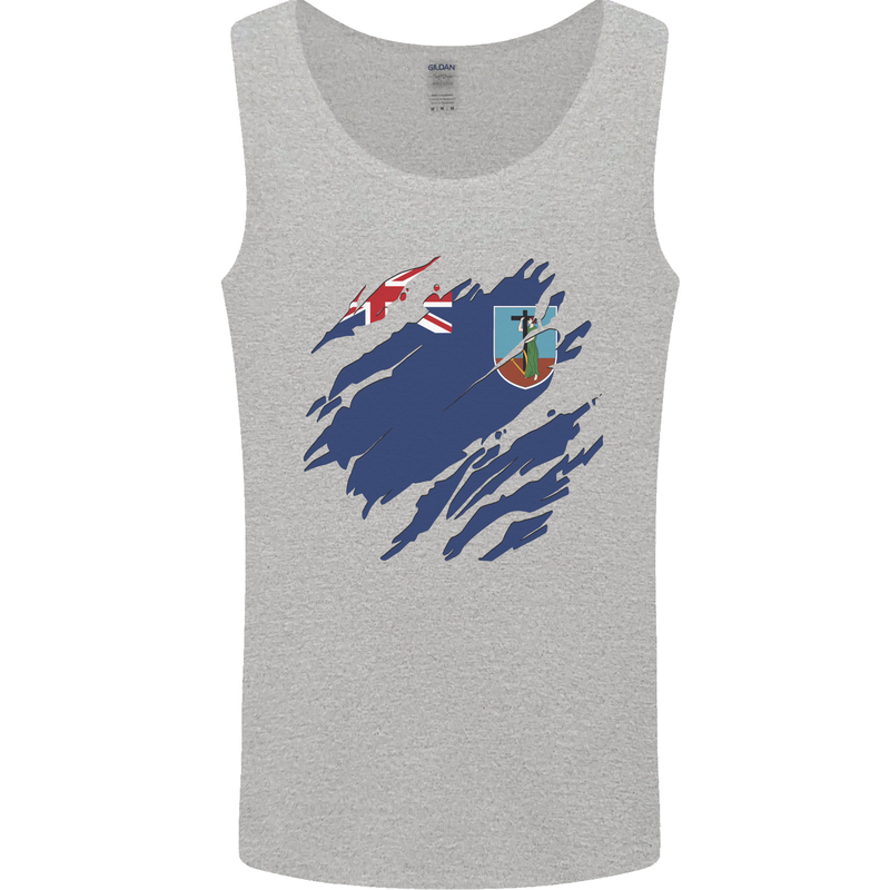 Torn Flag Montserrat Mens Vest Tank Top Sports Grey