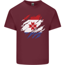 Torn Flag Mordovia Mens Cotton T-Shirt Tee Top Maroon
