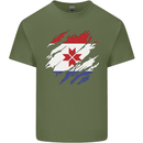 Torn Flag Mordovia Mens Cotton T-Shirt Tee Top Military Green