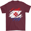 Torn Flag Mordovia Mens T-Shirt 100% Cotton Maroon