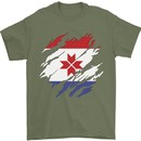 Torn Flag Mordovia Mens T-Shirt 100% Cotton Military Green