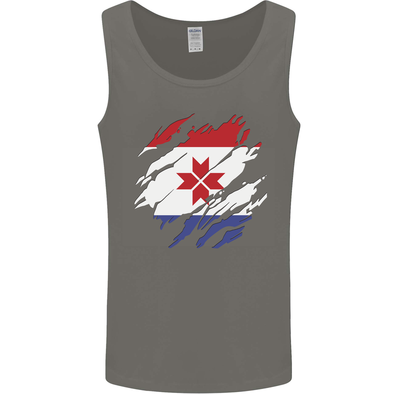 Torn Flag Mordovia Mens Vest Tank Top Charcoal