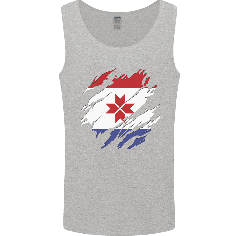 Torn Flag Mordovia Mens Vest Tank Top Sports Grey