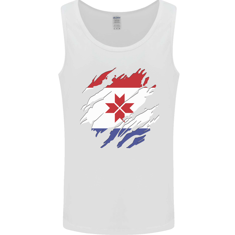 Torn Flag Mordovia Mens Vest Tank Top White