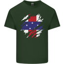 Torn Flag Netherlands Antilles Mens Cotton T-Shirt Tee Top Forest Green