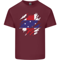 Torn Flag Netherlands Antilles Mens Cotton T-Shirt Tee Top Maroon