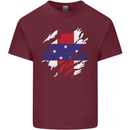 Torn Flag Netherlands Antilles Mens Cotton T-Shirt Tee Top Maroon