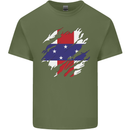 Torn Flag Netherlands Antilles Mens Cotton T-Shirt Tee Top Military Green
