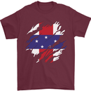 Torn Flag Netherlands Antilles Mens T-Shirt 100% Cotton Maroon