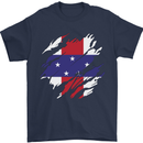 Torn Flag Netherlands Antilles Mens T-Shirt 100% Cotton Navy Blue